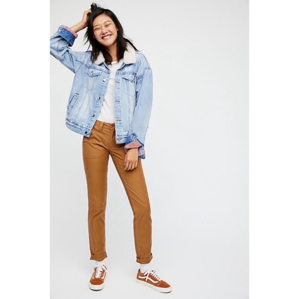 Free People Plaid Lined Sherpa Trucker Jacket Small - Picture 2 of 9